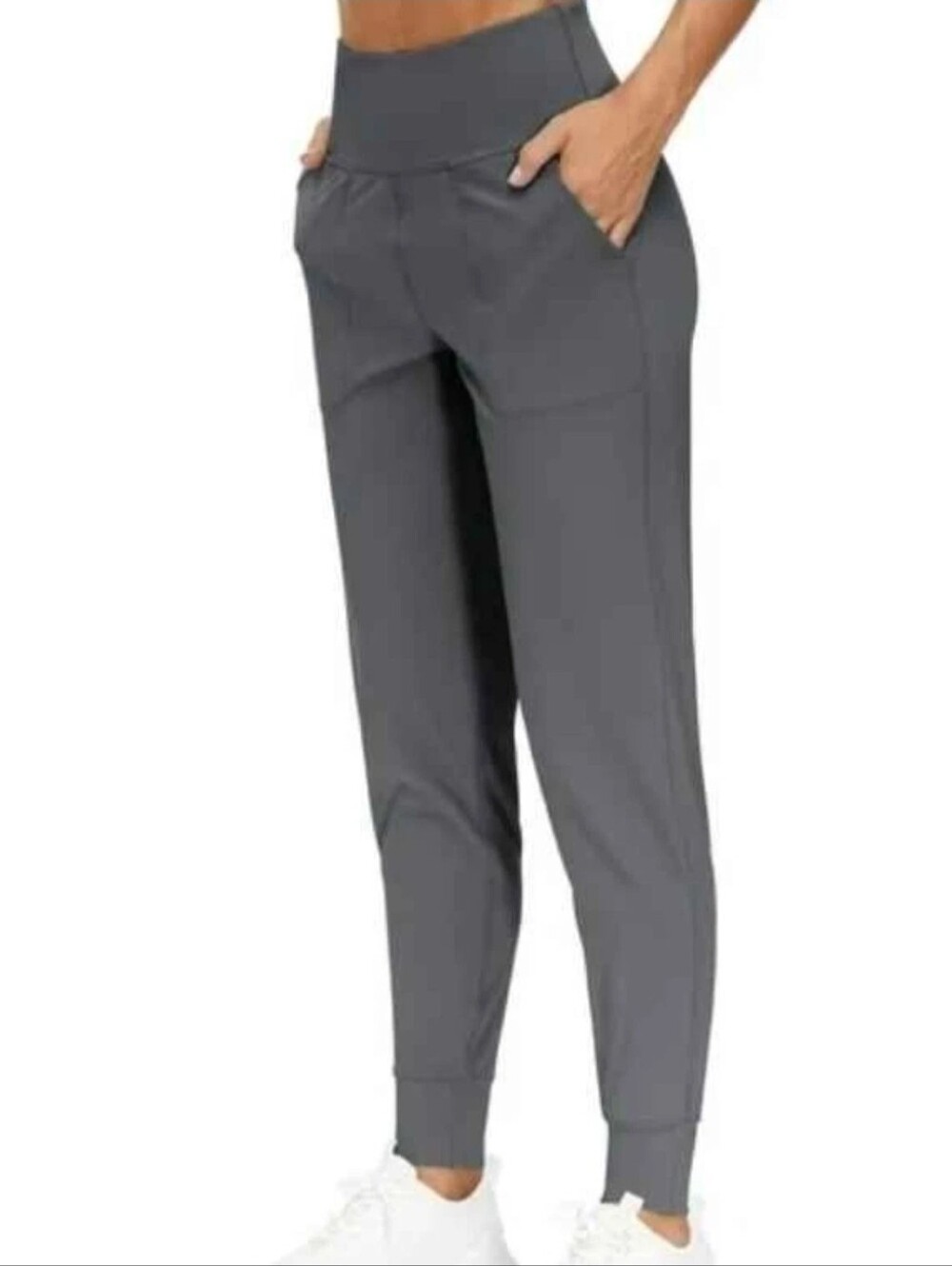 High-Waist Grey Athletic Jogger Leggings, Size Small 4-6